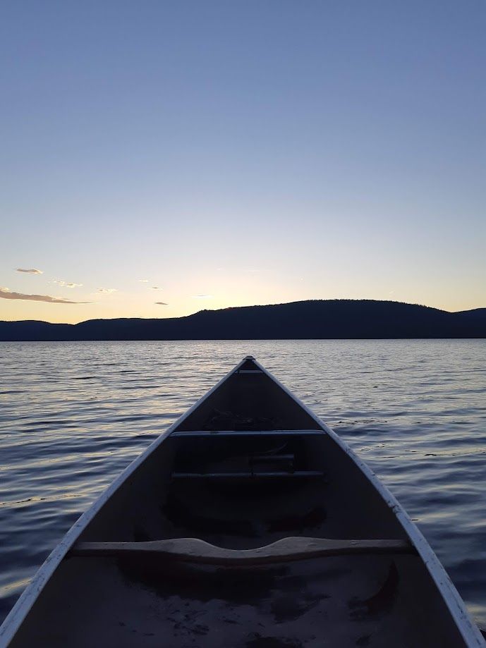 Moberly Lake from a canoe.
