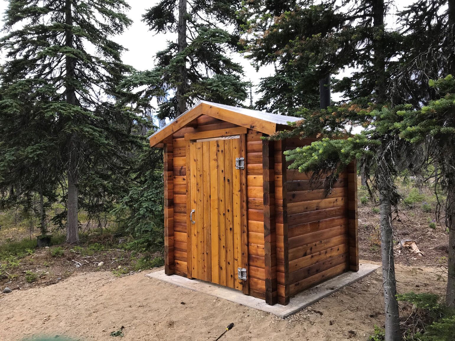 Newly installed outhouse in the Morice Lake campground.