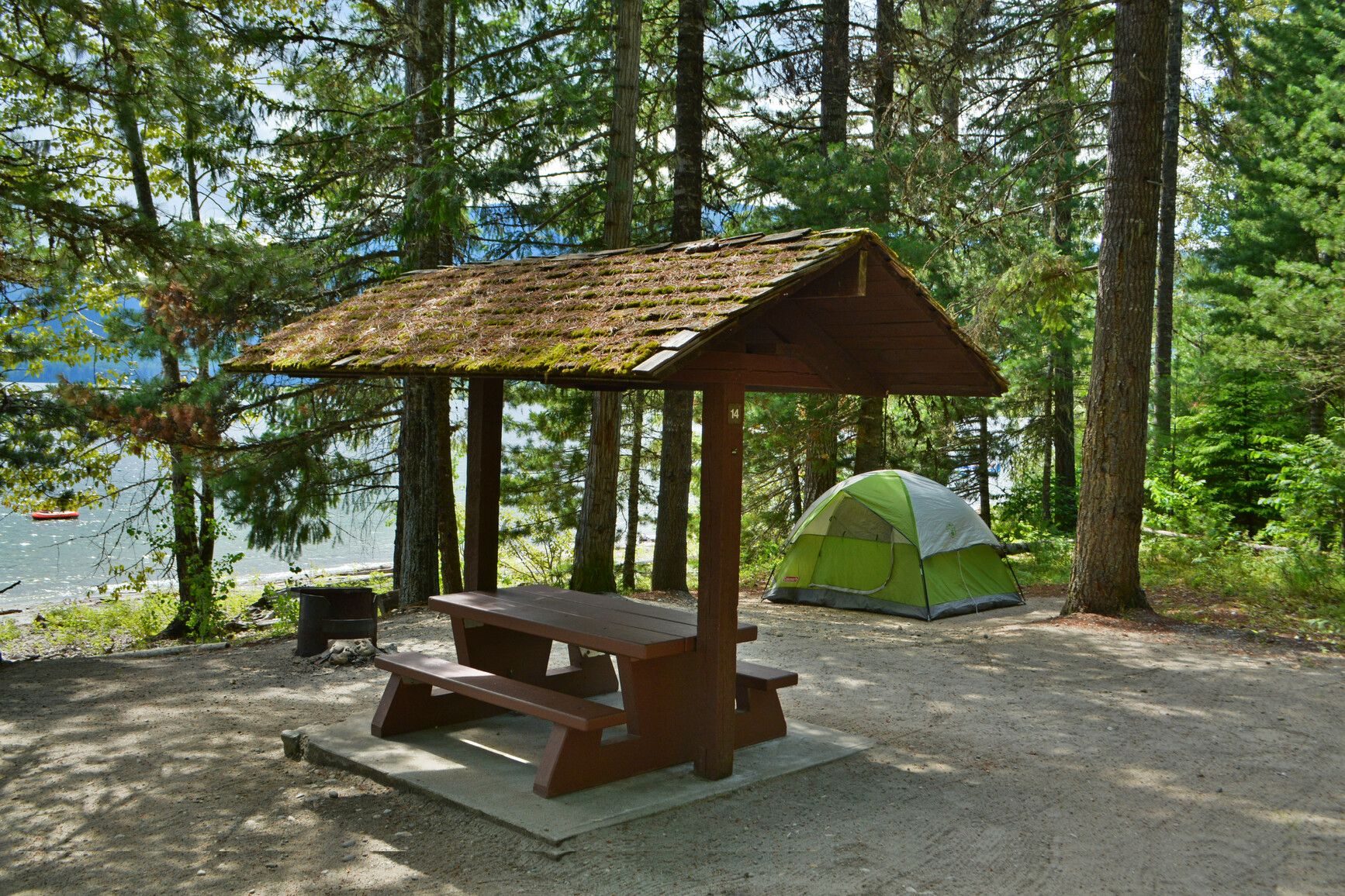 A campsite at Shuswap Lake. Silver Beach Park.
