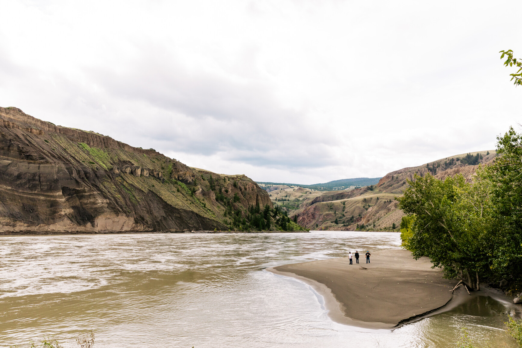 The Fraser River flowing through the valley in Churn Creek Protected Area.