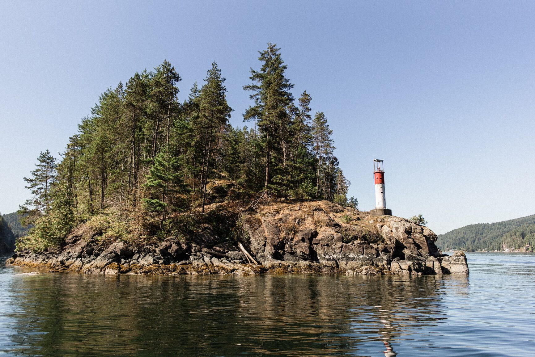 Lighthouse on North Twin Island in Indian Arm. Say Nuth Khaw Yum Park.