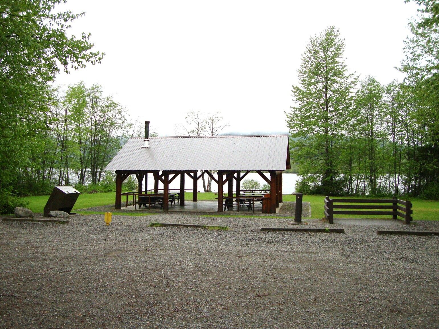 Picnic shelter and day-use group site in Lakelse Lake Park.