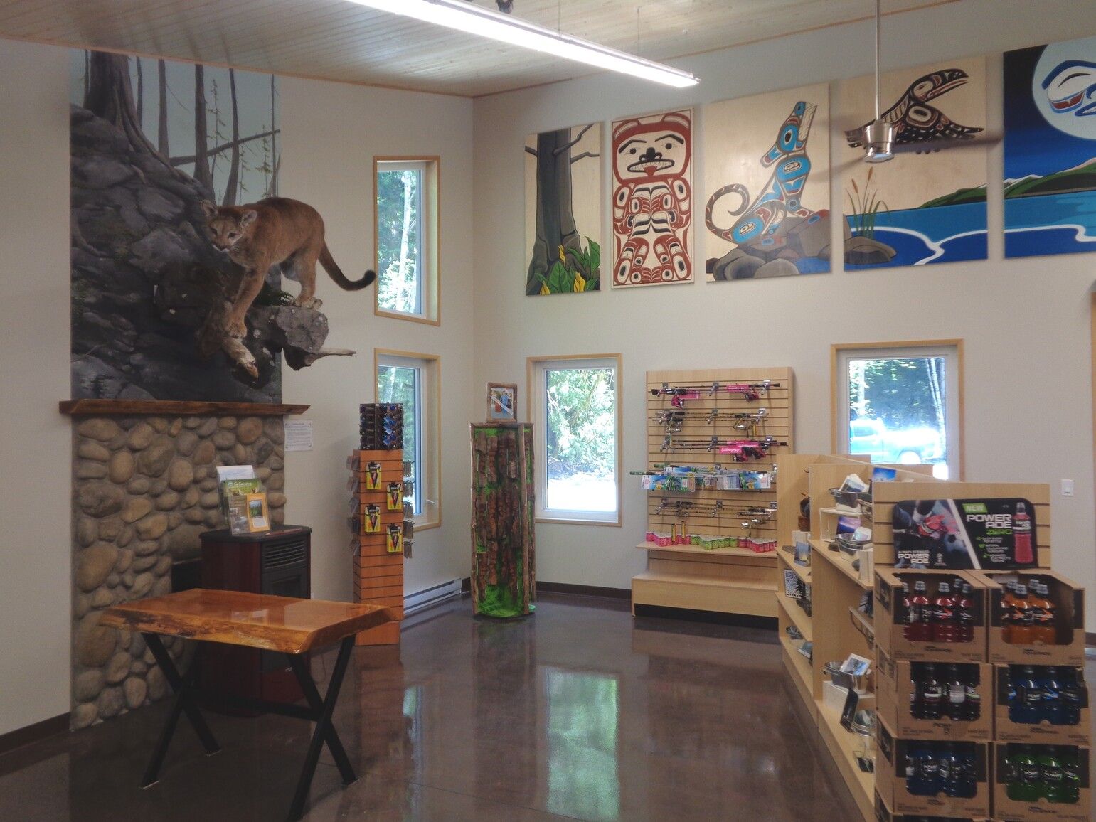 Interior of the visitor centre at Lakelse Lake Park.