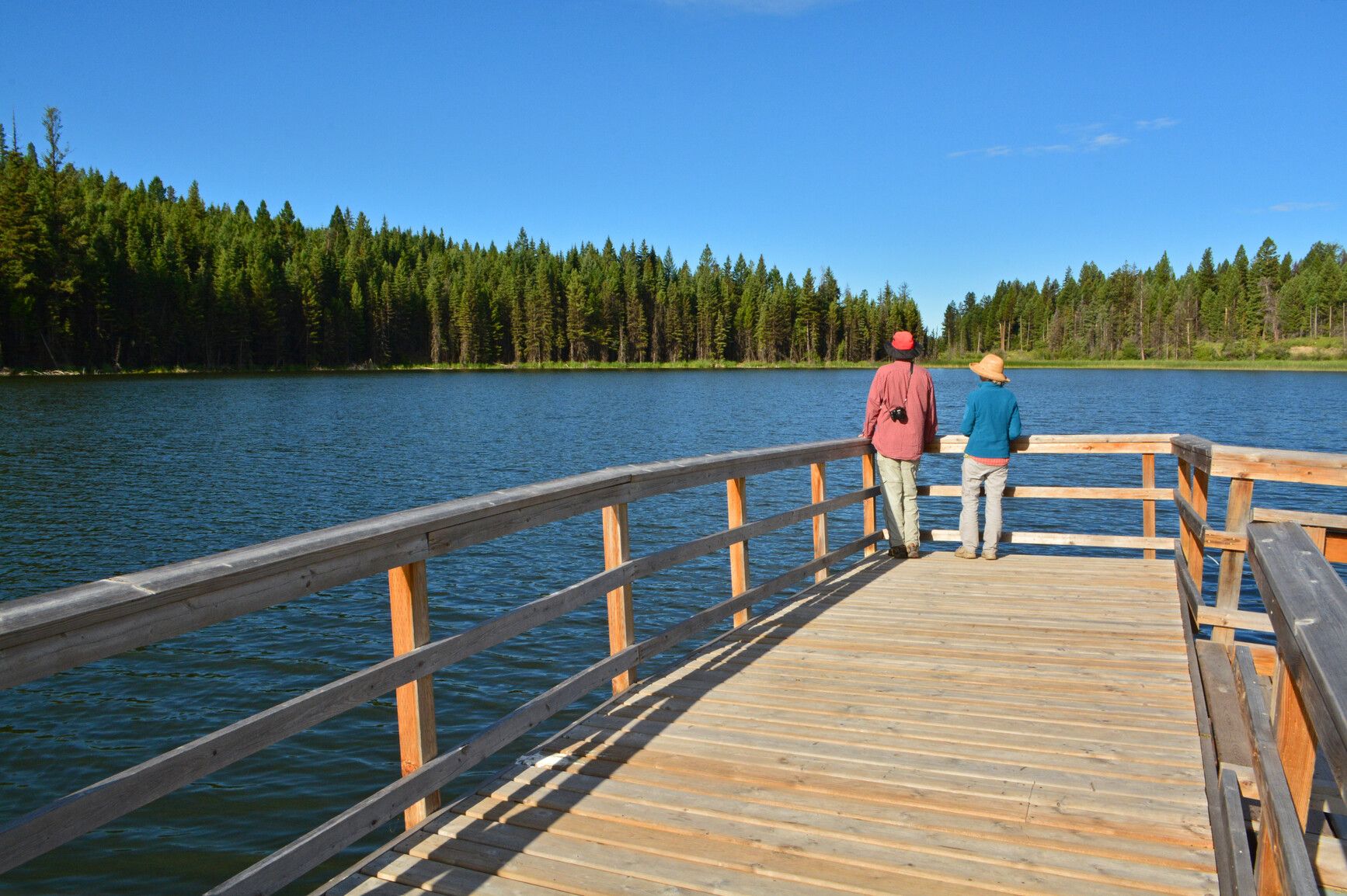 The dock is a great place to take in the view or do a little fishing. Roche Lake Park.