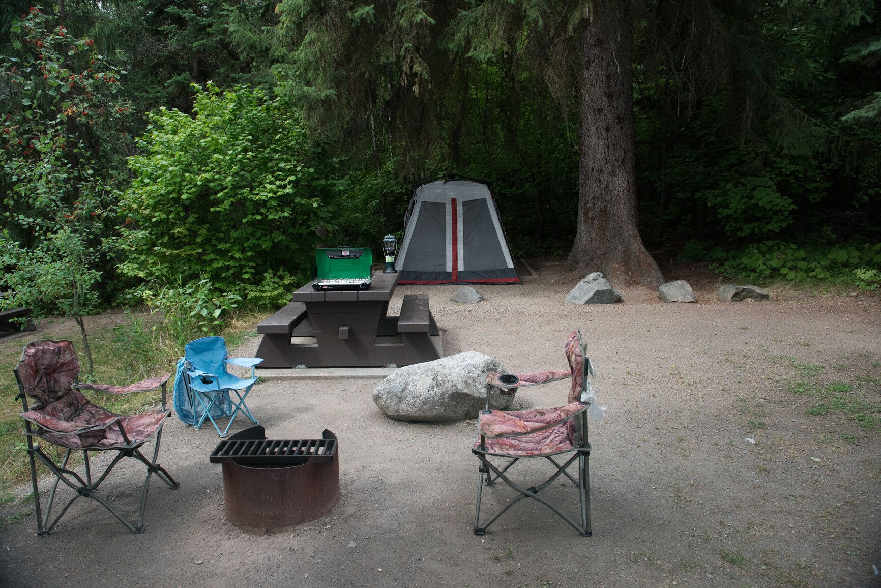 A campsite Seeley Lake Park.