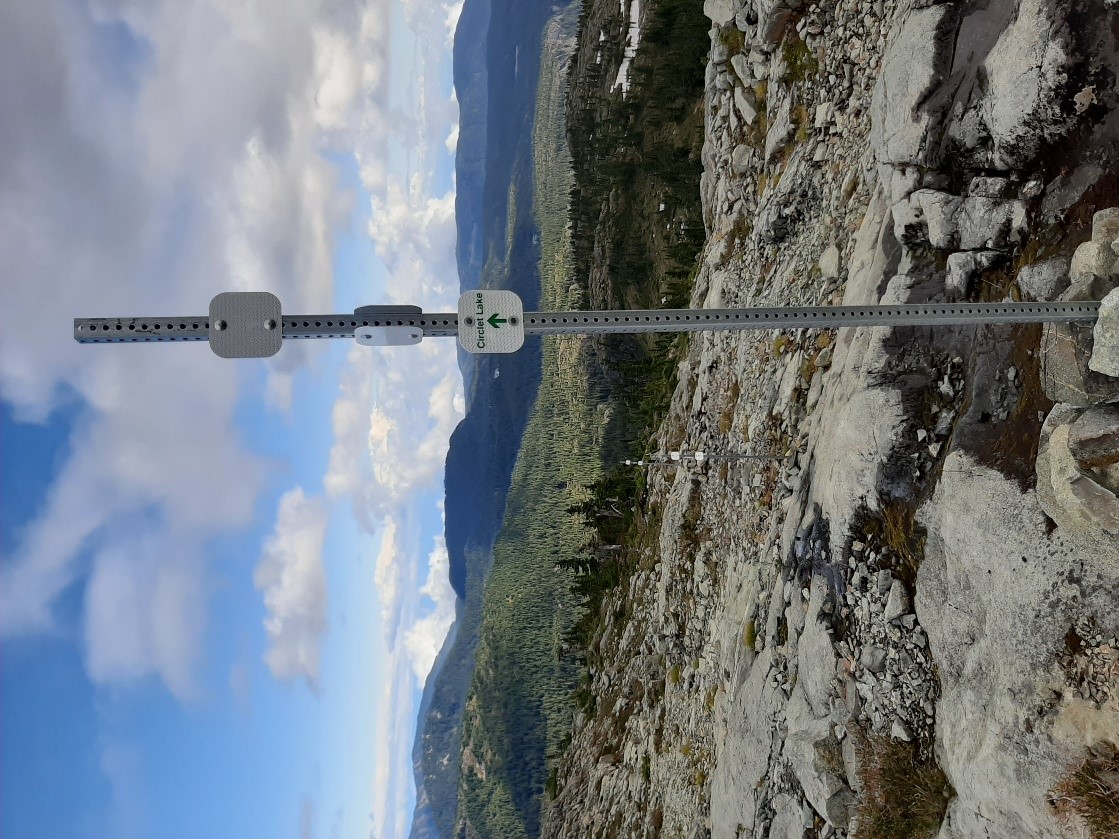 the waymarking posts that lead hikers off the ridge