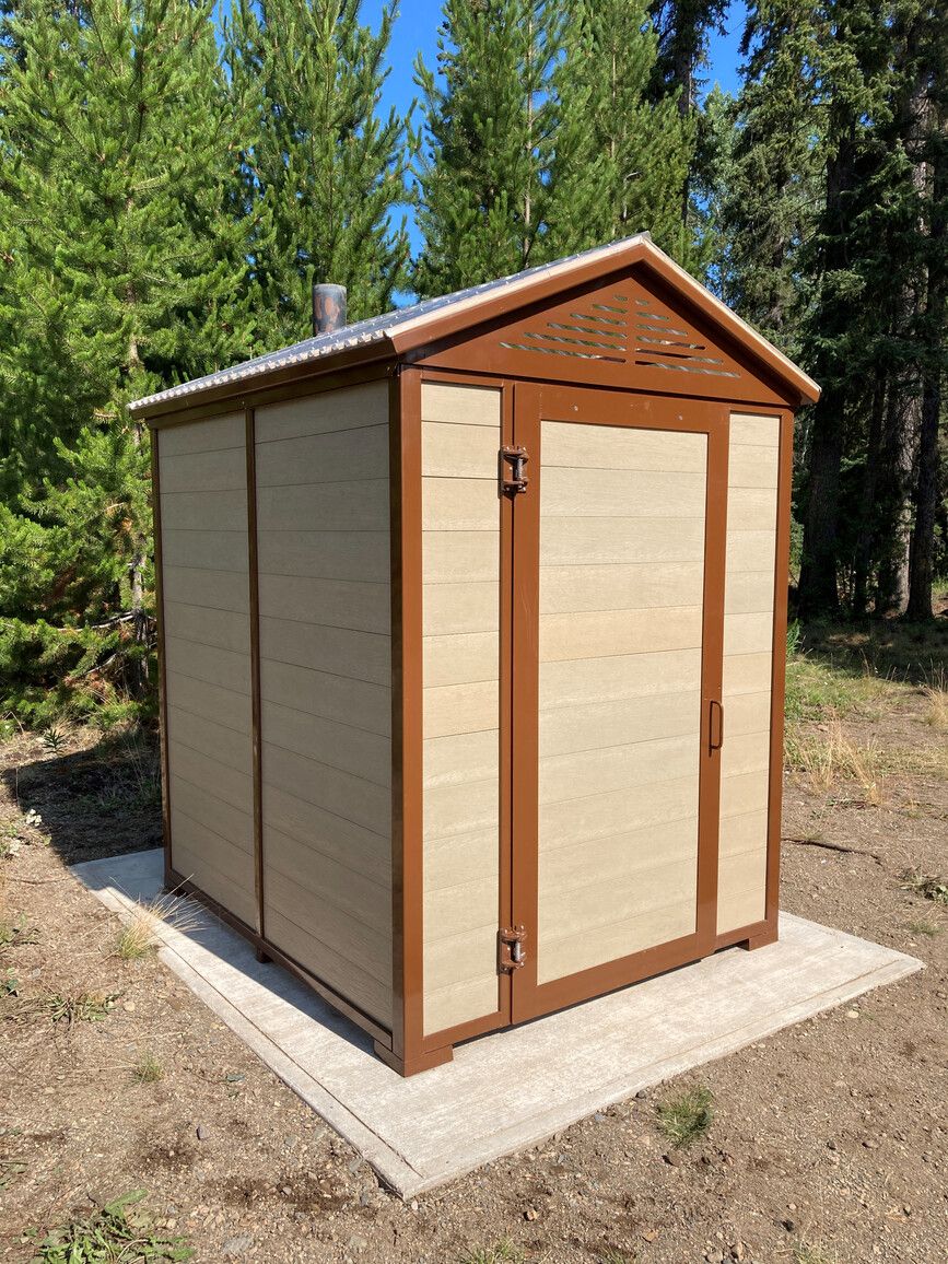 New accessible size outhouse at Ethel F. Wilson campsite.