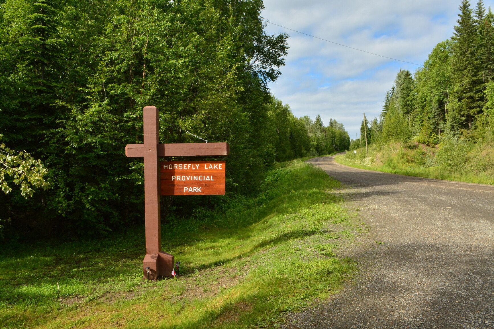 Entrance sign at Horsefly Lake Park.