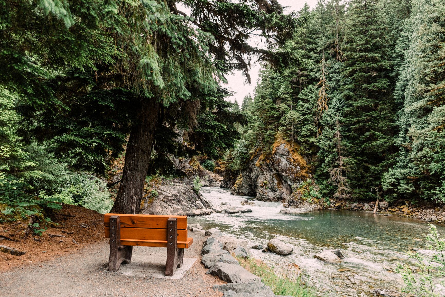A quiet place to rest and listen to the flowing waters of Kleanza Creek.
