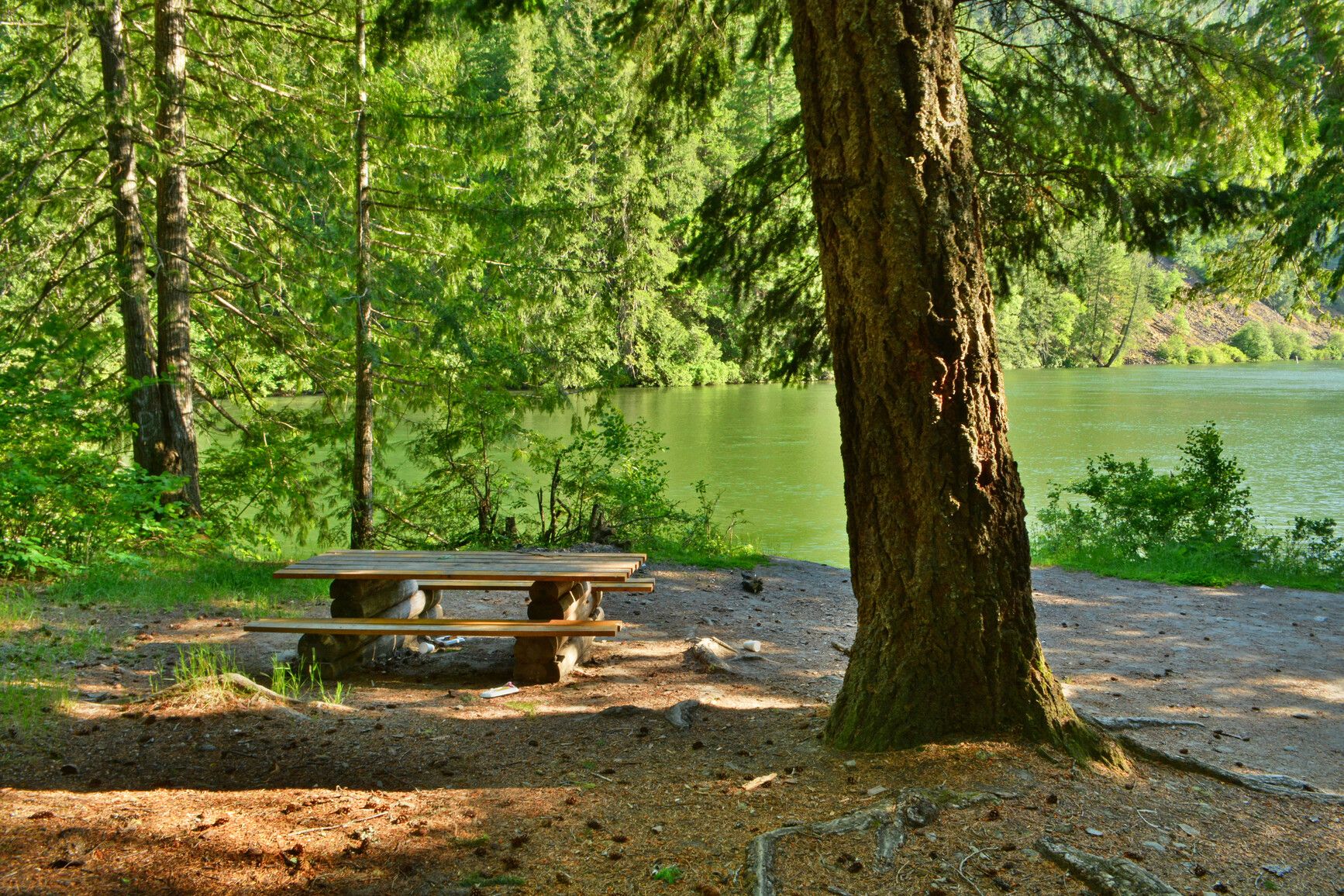 A rustic campsite near the lake in Nahatlatch Park.