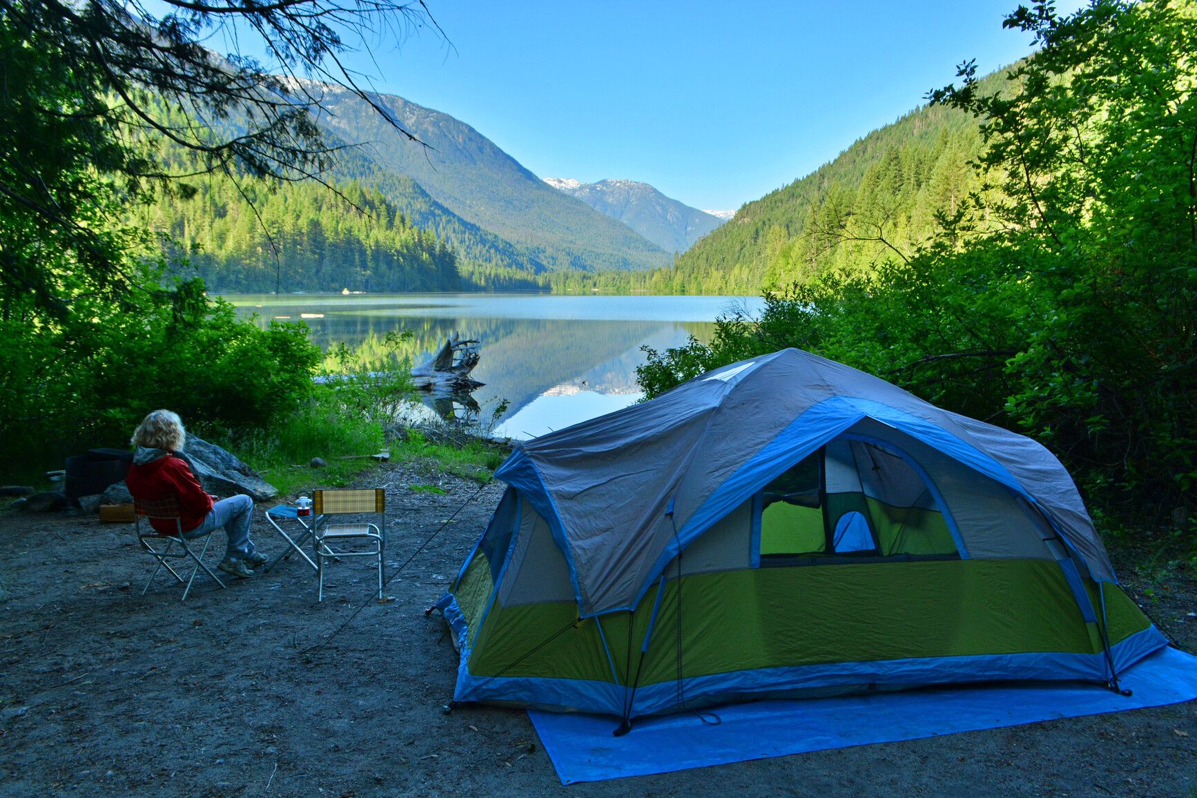 Camping by the lake in Nahatlatch Park.