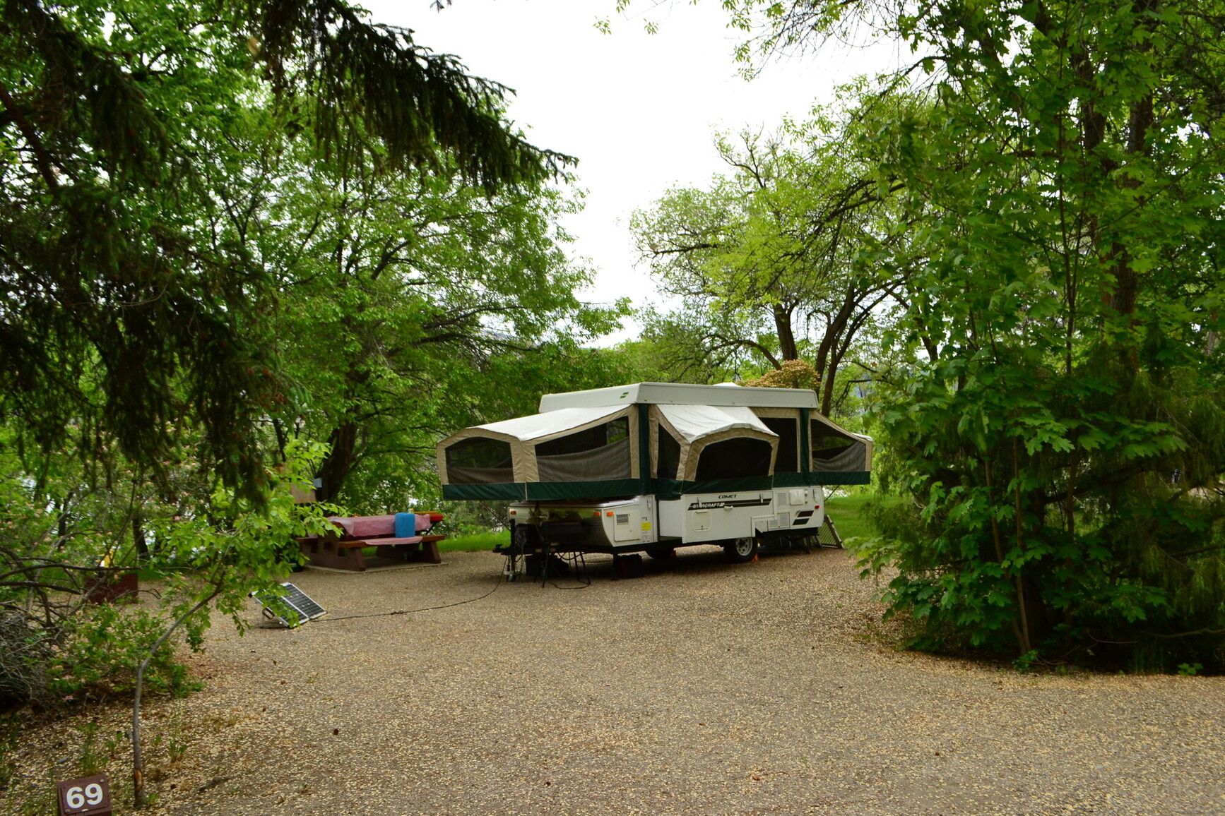 A spacious campsite in Okanagan Lake Park, perfect for tents, campers, or RVs.