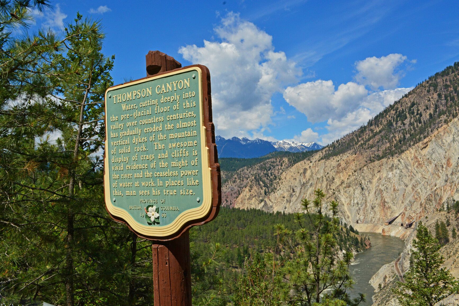 A sign in Skihist Park offers insight into the fascinating geology of the Thompson River Valley.